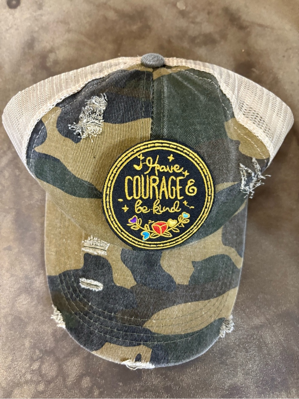 Camouflage 'Have Courage & Be Kind' Trucker Hat - Green Camo